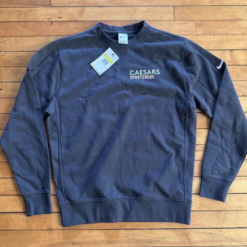 New Caesars Sportsbook Nike S Crewneck Sweatshirt Gray Nwt